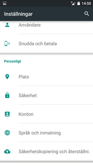 Återgå till Inställningar-menyn och välj Konton