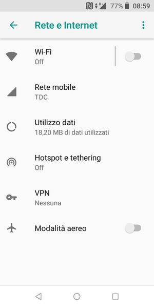 Seleziona Hotspot e tethering