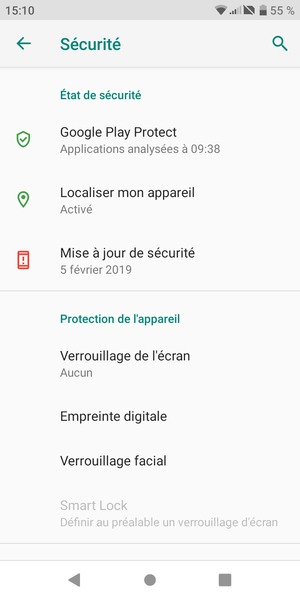 Sélectionnez Verrouillage de l'écran