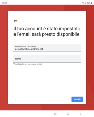 Scegli un nome per il tuo account e inserisci il tuo nome. Seleziona AVANTI