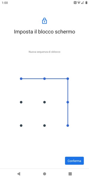Disegna nuovamente la sequenza di sblocco e seleziona Conferma