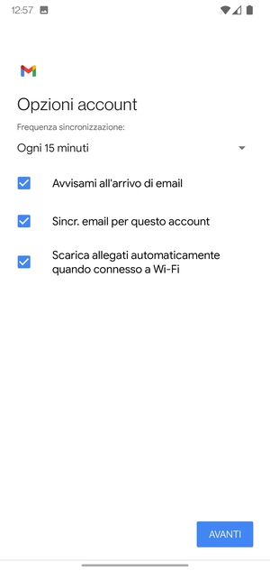 Seleziona AVANTI