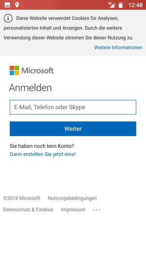 Geben Sie Ihre E-Mail-Adresse ein und wählen Sie Weiter