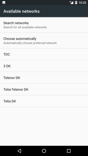 Select a network operator from the list