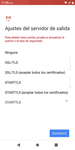 Seleccione Ninguna y SIGUIENTE