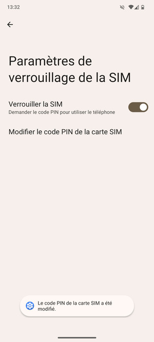 Votre code PIN de la carte SIM a été modifié