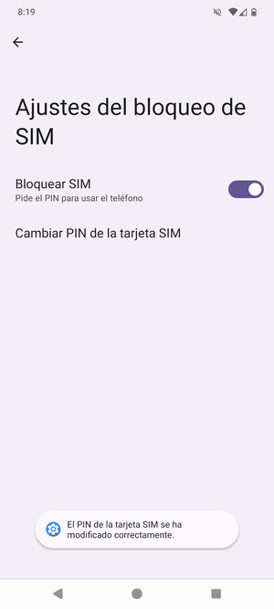Su PIN de la tarjeta SIM ha sido cambiado