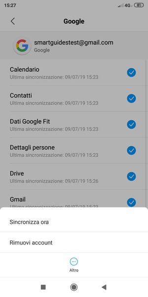 Seleziona Sincronizza ora