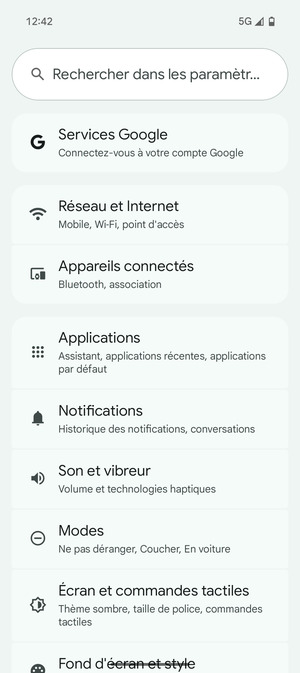 Sélectionnez Réseau et Internet