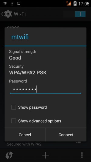 Enter the Wi-Fi password and select Connect