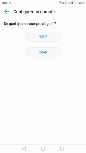 Sélectionnez POP3 ou IMAP