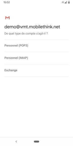 Sélectionnez Personnel (POP3) ou Personnel (IMAP)