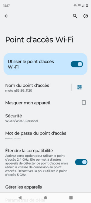 Votre téléphone est maintenant configuré pour être utilisé comme modem