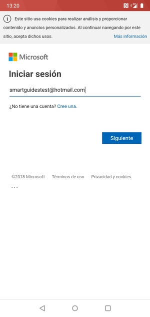 Introduzca su Dirección de correo electrónico y seleccione Siguiente