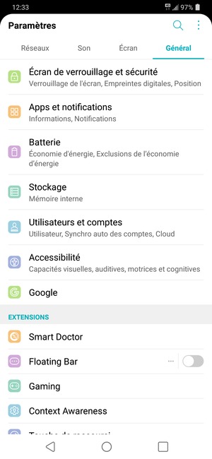 Sélectionnez Utilisateurs et comptes
