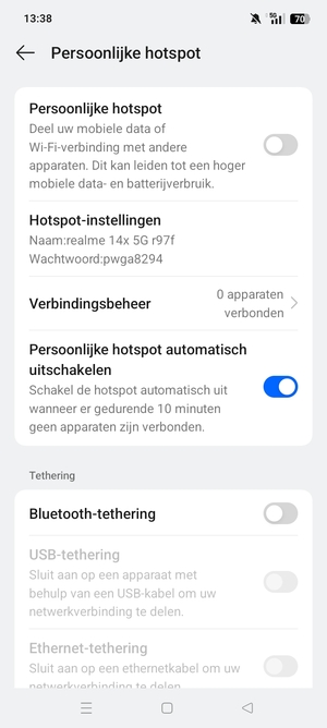 Schakel Persoonlijke hotspot in