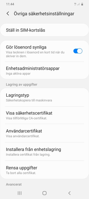 Välj Ställ in SIM-kortslås