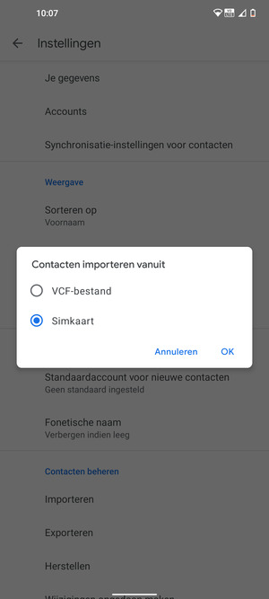 Selecteer Simkaart en selecteer vervolgens OK