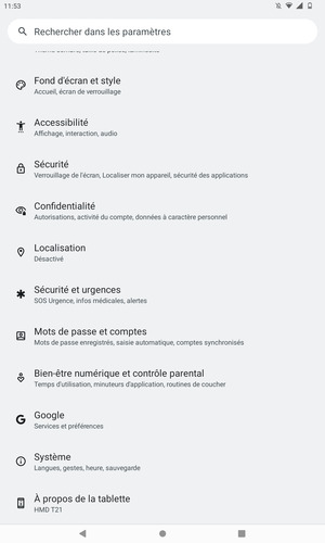 Faites défiler et sélectionnez Système