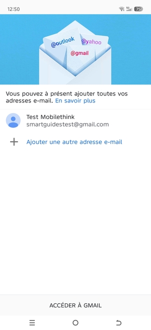 Sélectionnez ACCÉDER Á GMAIL