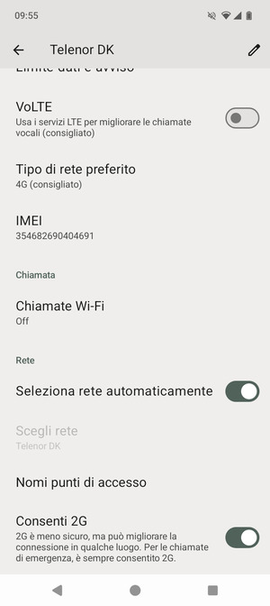 Scorri e seleziona Nomi punti di accesso