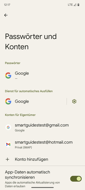 Wählen Sie Ihr Google Konto
