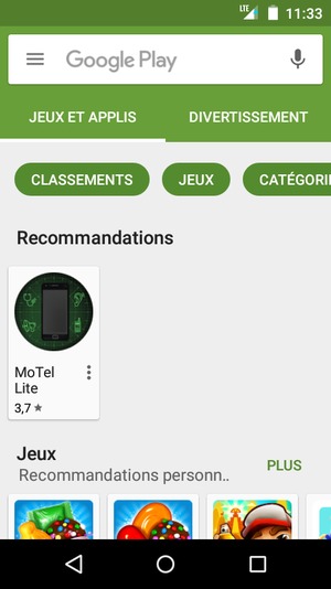 Sélectionnez la barre de Recherche
