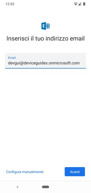 Inserisci il tuo indirizzo email e seleziona Configura manualmente