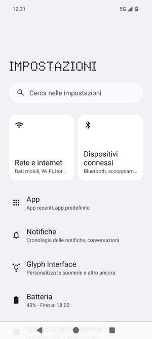 Seleziona Rete e internet