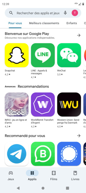 Sélectionnez la barre de Recherche