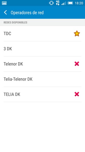 Seleccione un operador de red de la lista
