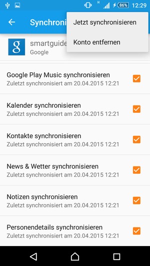 Wählen Sie Jetzt synchronisieren