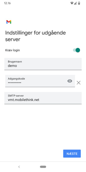 Indtast udgående serveradresse