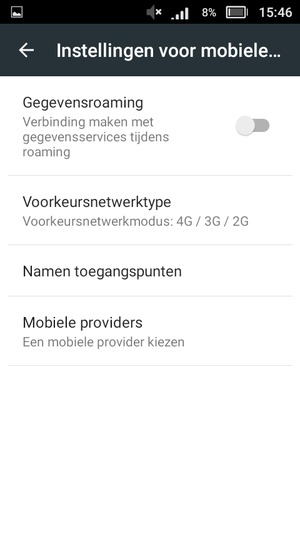 Om van netwerk te wisselen in geval van netwerkproblemen, selecteert u Mobiele providers