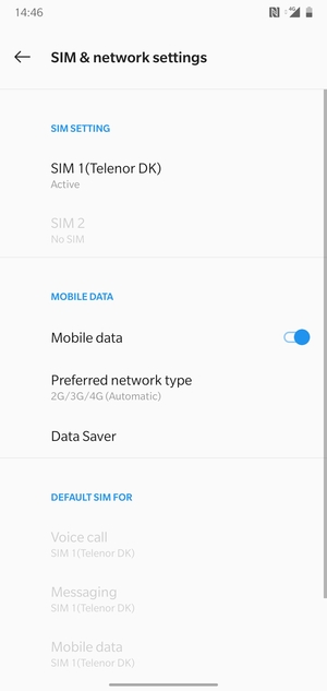 Select Preferred network type