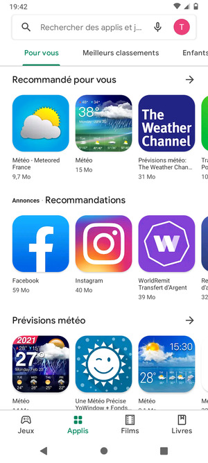 Sélectionnez la barre de Recherche