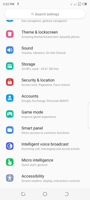 Scroll to and select Security & location