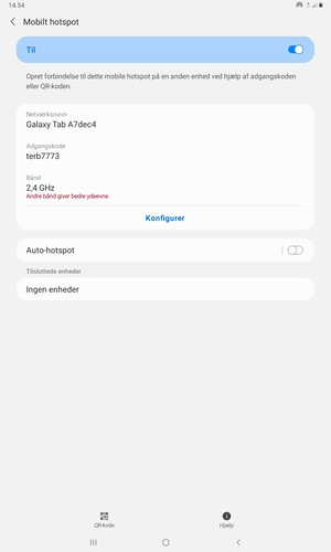 Din tablet er nu sat op til brug som modem