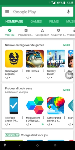 Selecteer de zoekbalk