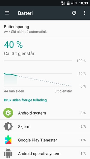 Velg Batterisparing