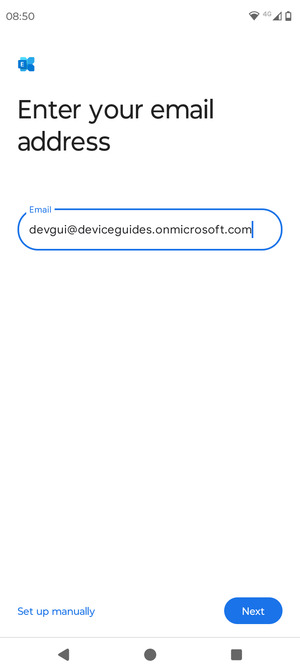 Enter your Email address and  select Set up manually