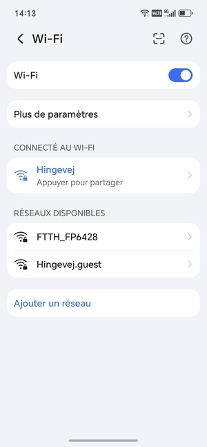 Vous êtes maintenant connecté au réseau Wi-Fi
