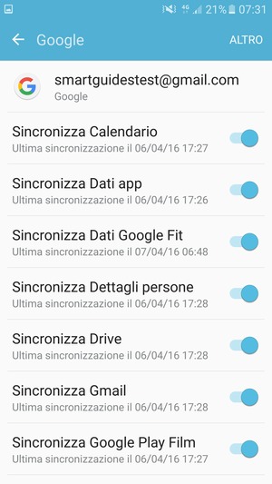 Seleziona ALTRO