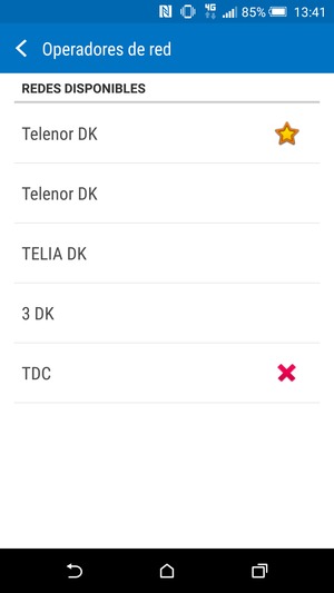 Seleccione un operador de red de la lista