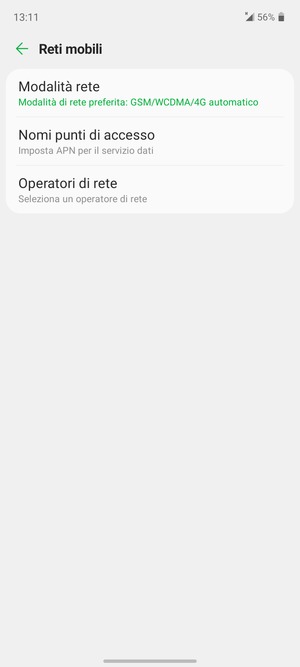 Seleziona Operatori di rete