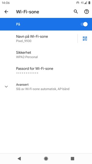 Telefonen din er konfigurert for bruk som et modem