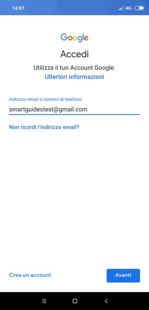 Inserisci il tuo indirizzo Gmail e seleziona Avanti
