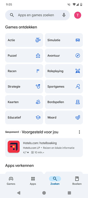 Selecteer de zoekbalk
