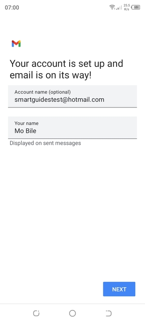 Give your account a name and enter your name. Select NEXT