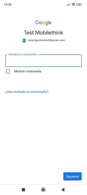 Introduzca su contraseña de Gmail y seleccione Siguiente